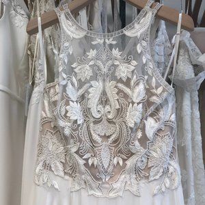 Ivory/nude, sequins and beading, floral lace